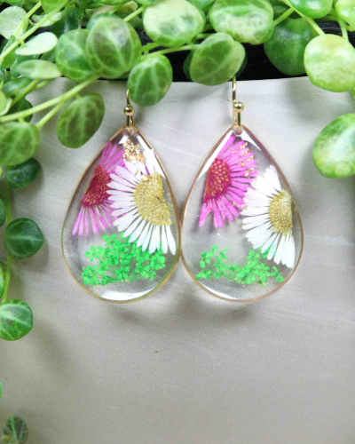 An image of Pressed Daisy Petal Earrings