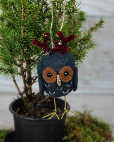 An image of Christmas Spirit Owl Felt Ornament